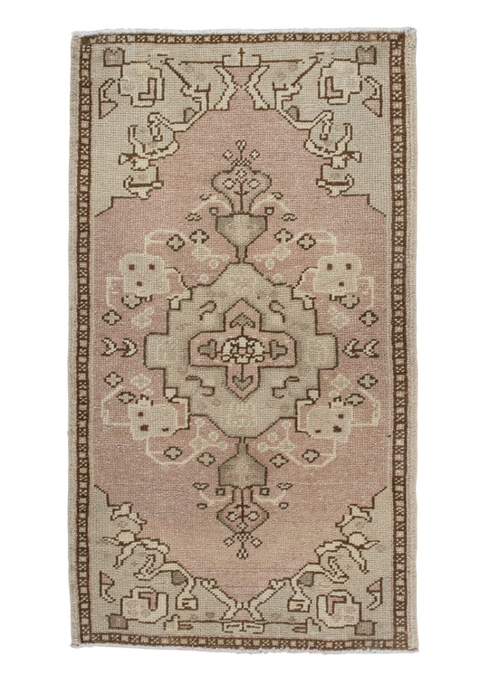 Oriental Hand Knotted Vintage Turkish Mini Rug 1'9" x 3'2" #10397