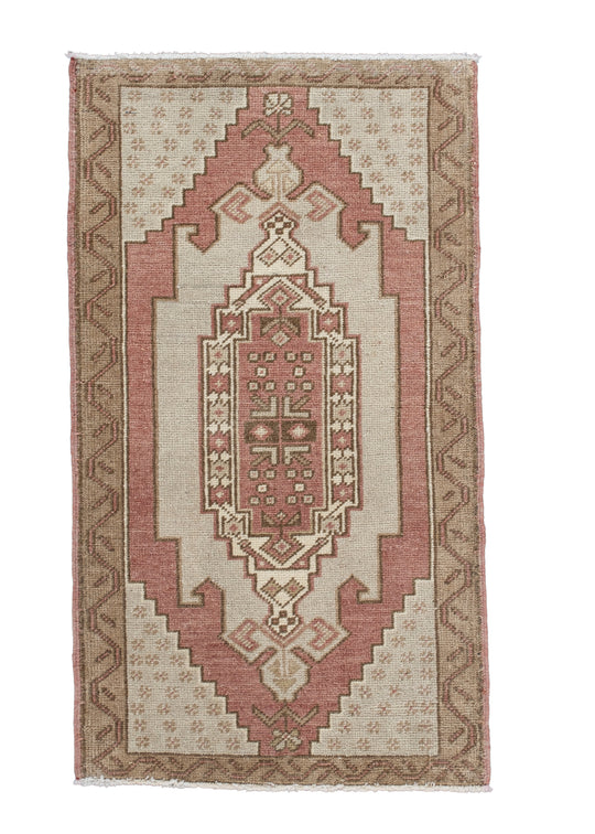 Oriental Hand Knotted Vintage Turkish Mini Rug 1'8" x 3' #10392