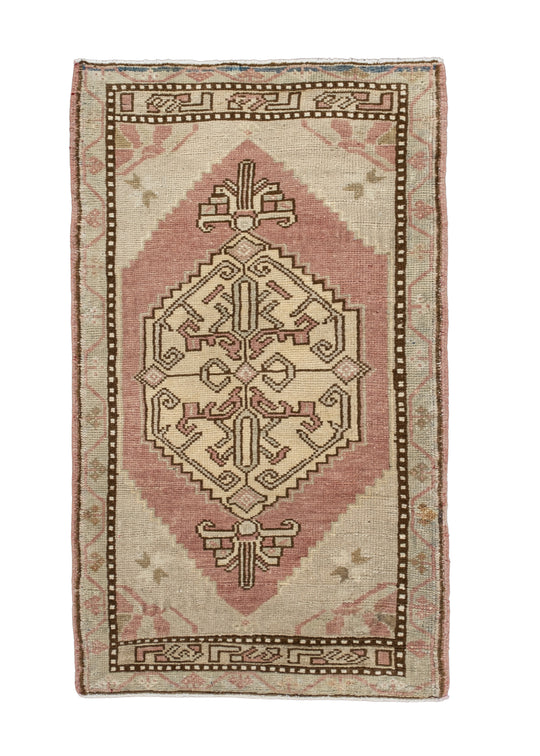 Oriental Hand Knotted Vintage Turkish Mini Rug 1'11" x 3'3" #10067