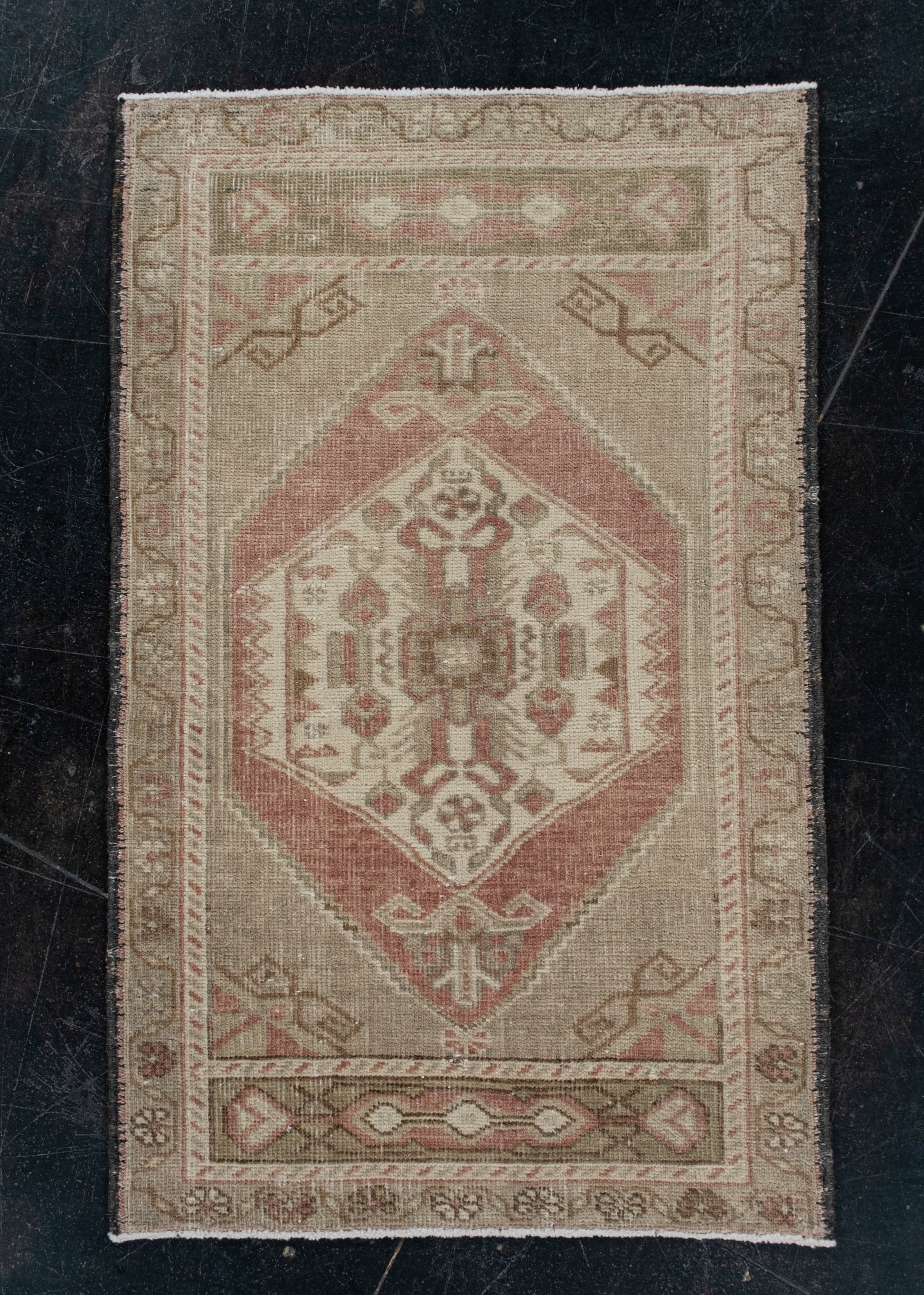 Oriental Hand Knotted Vintage Turkish Mini Rug 1'8" x 2'8" #10081