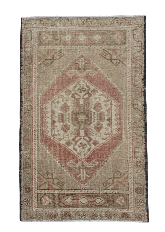 Oriental Hand Knotted Vintage Turkish Mini Rug 1'8" x 2'8" #10081