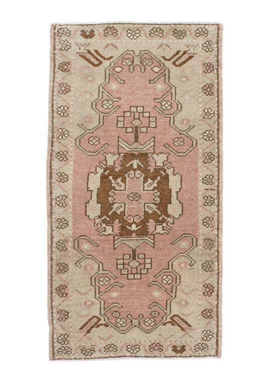 Oriental Hand Knotted Vintage Turkish Mini Rug 1'7" x 3' #10078