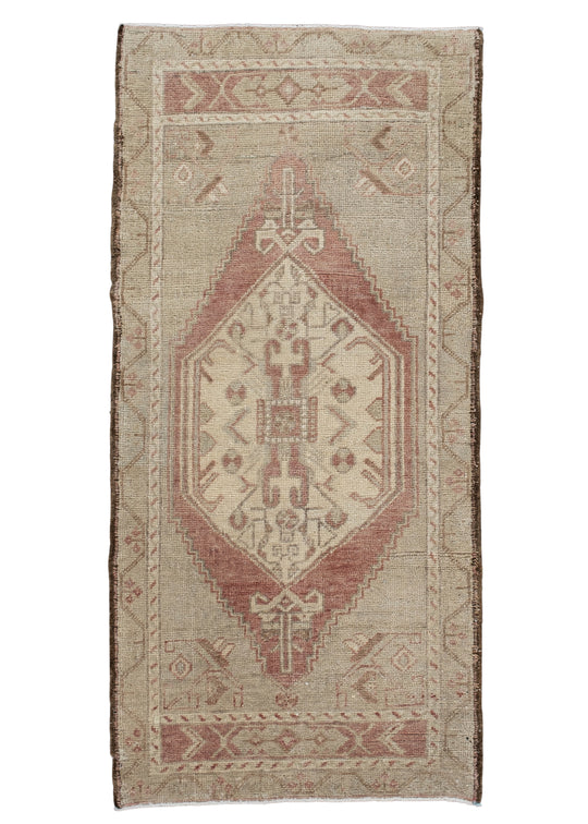 Oriental Hand Knotted Vintage Turkish Mini Rug 1'8" x 3'6" #10286