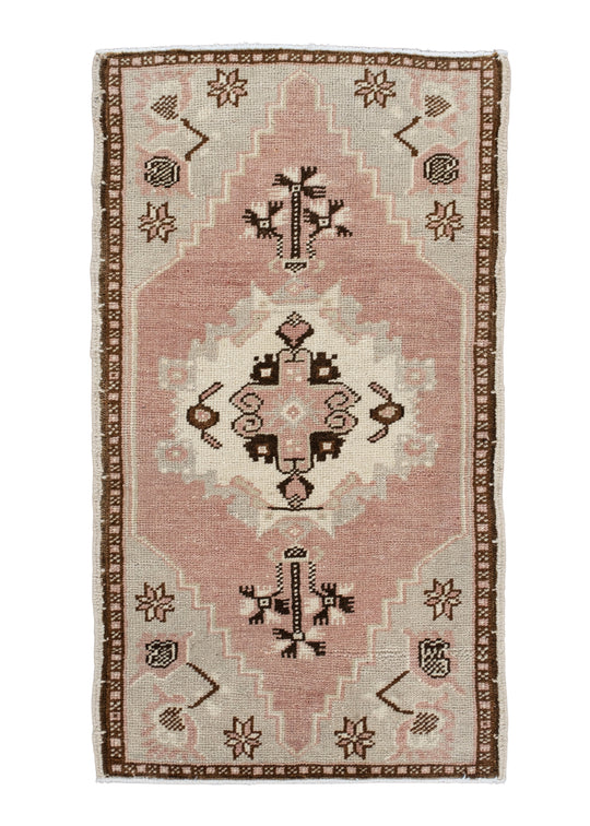 Oriental Hand Knotted Vintage Turkish Mini Rug 1'9" x 3' #10609