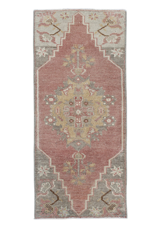 Oriental Hand Knotted Vintage Turkish Mini Rug 1'5" x 3'1" #10517