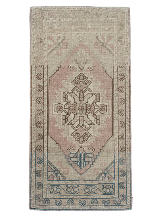 Oriental Hand Knotted Vintage Turkish Mini Rug 1'9" x 3'7" #10043