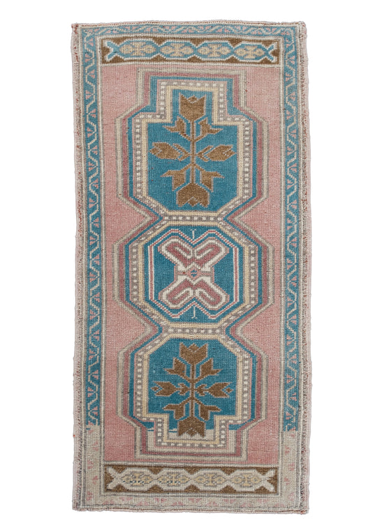 Oriental Hand Knotted Vintage Turkish Mini Rug 1'9" x 3'7" #10251
