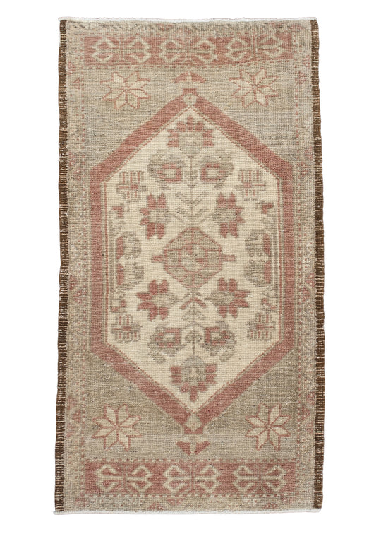 Oriental Hand Knotted Vintage Turkish Mini Rug 1'8" x 3'1" #10492