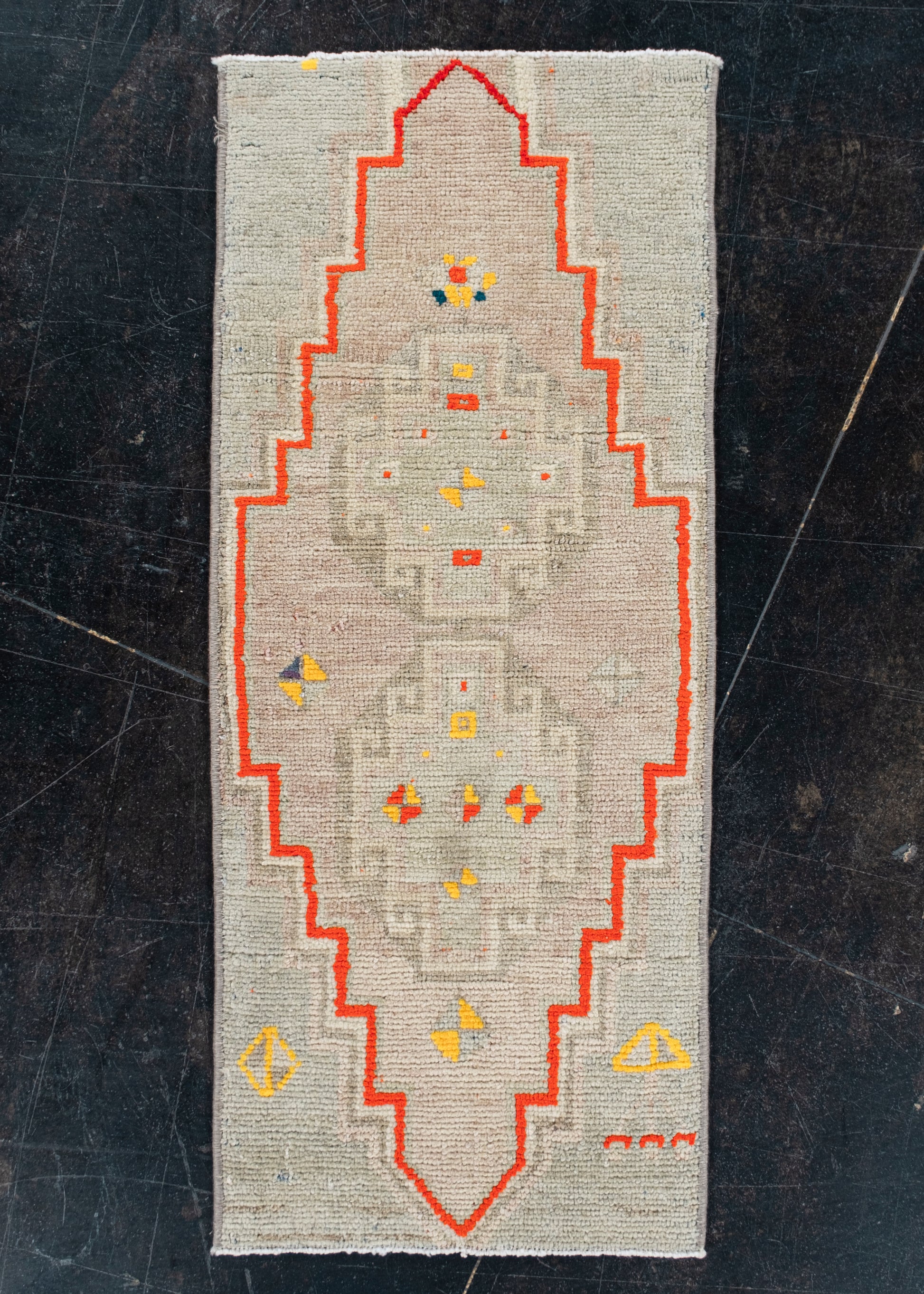 Oriental Hand Knotted Vintage Turkish Mini Rug 1'3" x 3' #10495