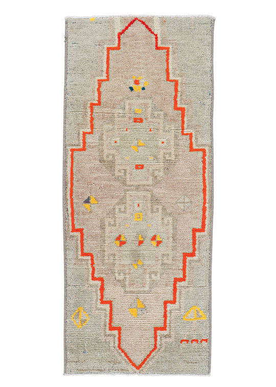 Oriental Hand Knotted Vintage Turkish Mini Rug 1'3" x 3' #10495