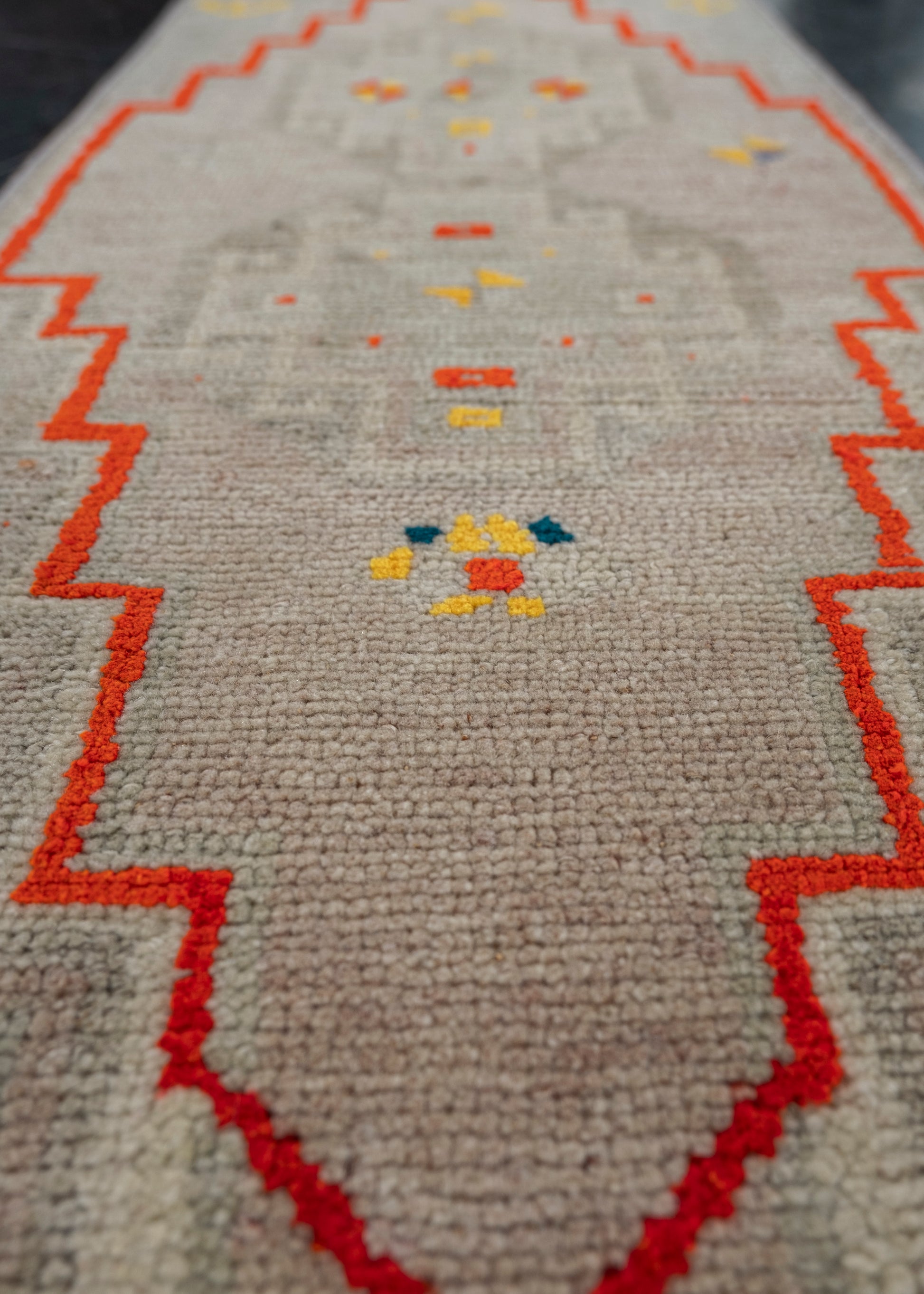 Oriental Hand Knotted Vintage Turkish Mini Rug 1'3" x 3' #10495