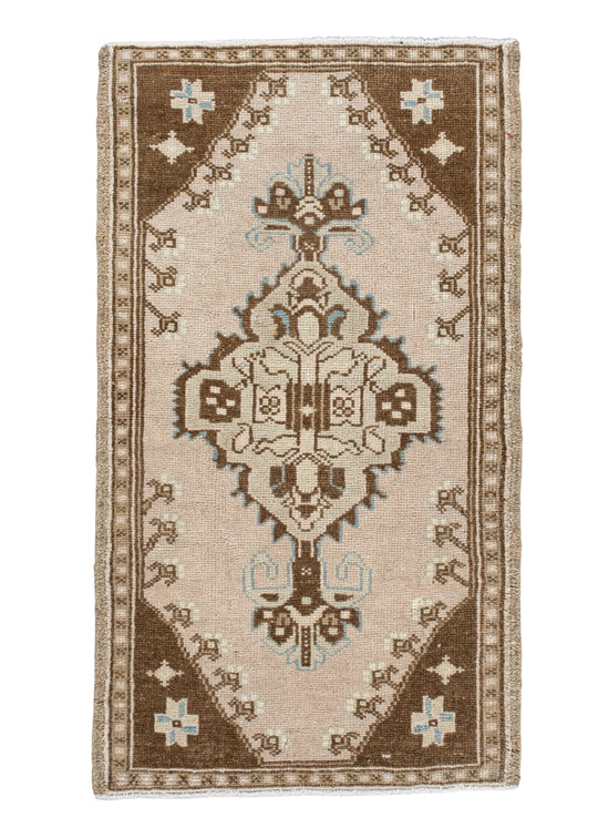 Oriental Hand Knotted Vintage Turkish Mini Rug 1'8" x 2'11" #10071