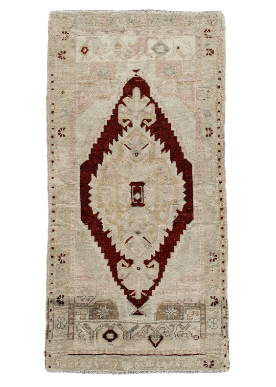 Oriental Hand Knotted Vintage Turkish Mini Rug 1'7" x 3'2" #10684