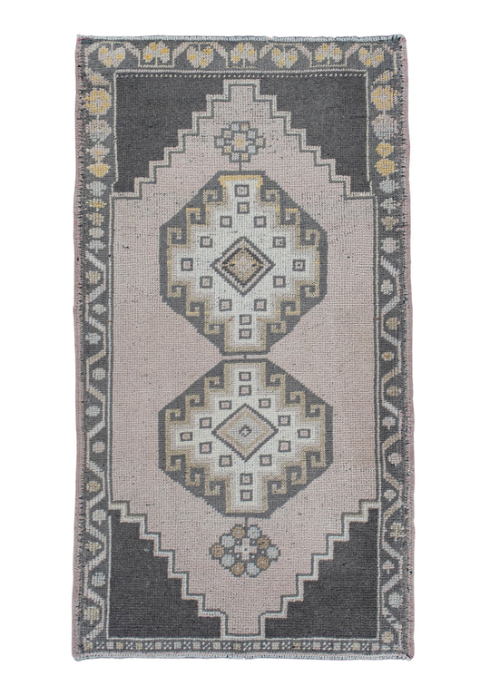 Oriental Hand Knotted Vintage Turkish Mini Rug 1'11" x 3'7" #10455