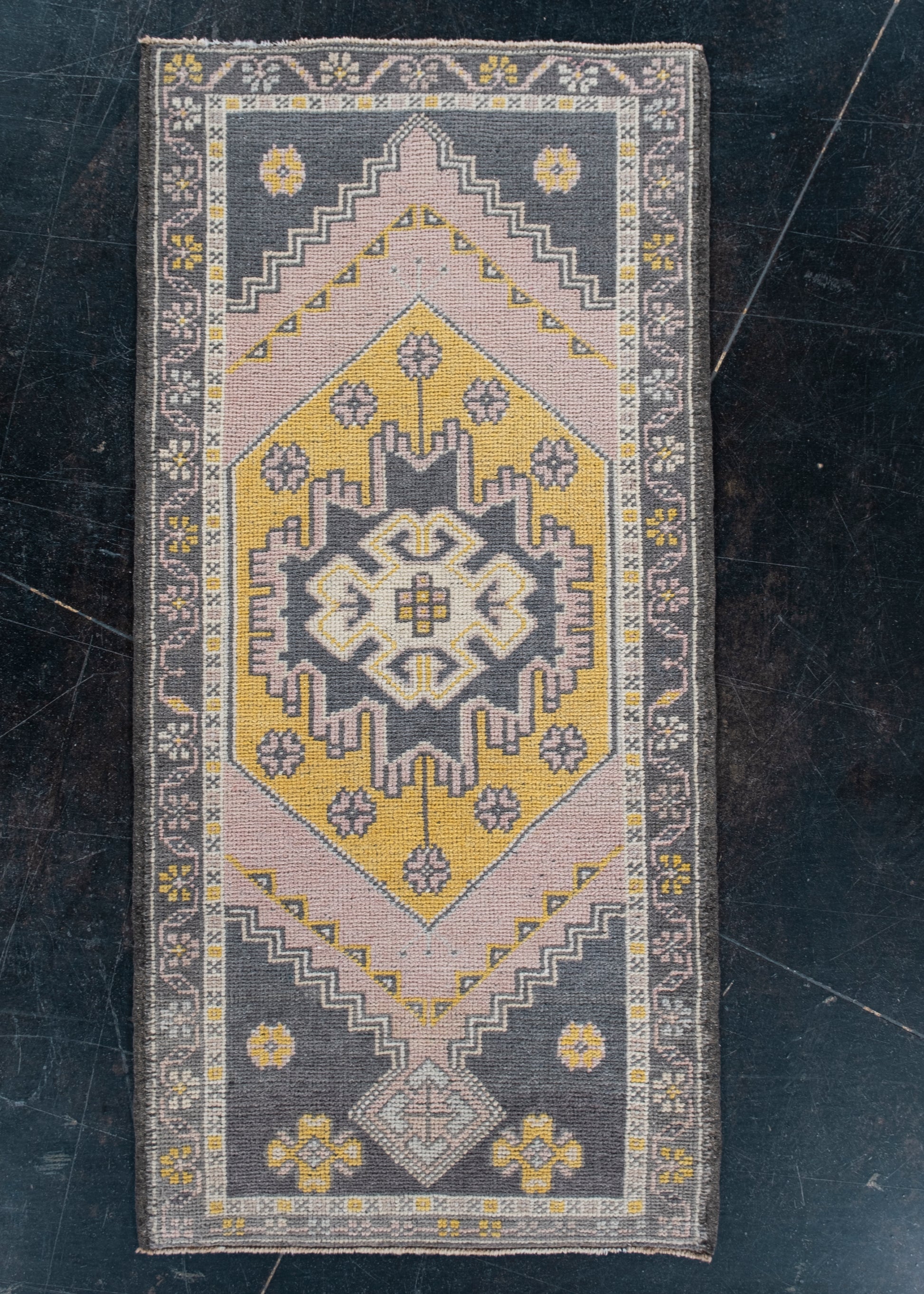 Oriental Hand Knotted Vintage Turkish Mini Rug 1'9" x 3'8" #10276
