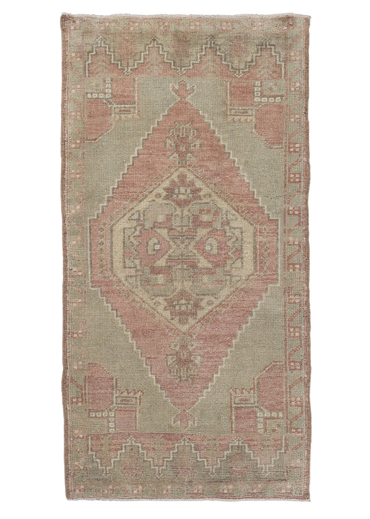 Oriental Hand Knotted Vintage Turkish Mini Rug 1'10" x 3'7" #10386