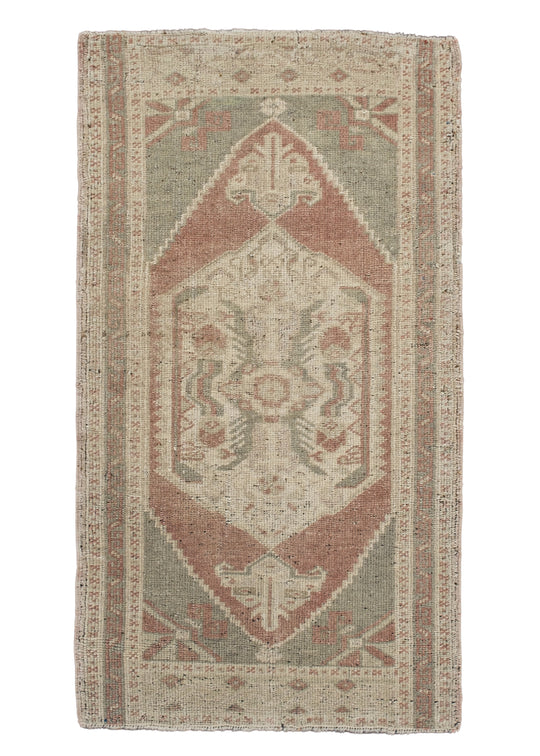 Oriental Hand Knotted Vintage Turkish Mini Rug 1'10" x 3'3" #10720