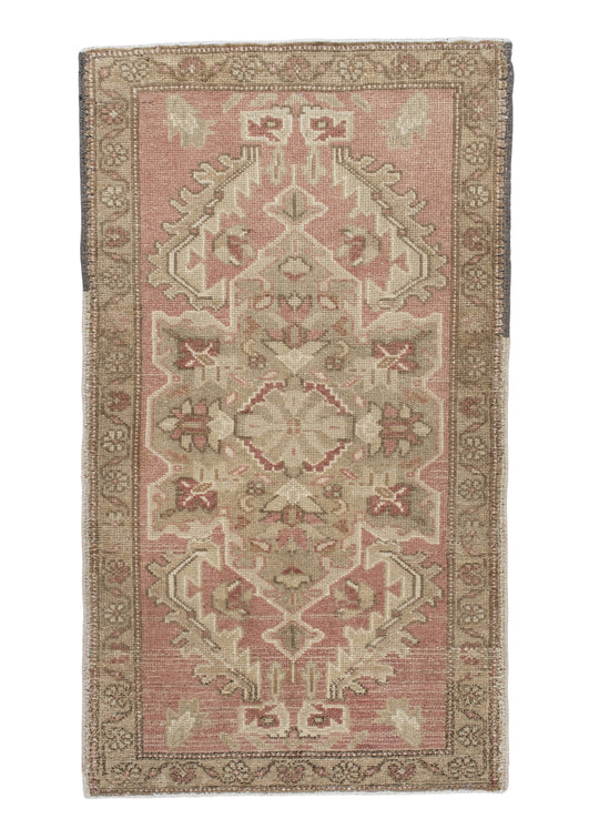 Oriental Hand Knotted Vintage Turkish Mini Rug 1'9" x 3' #10654