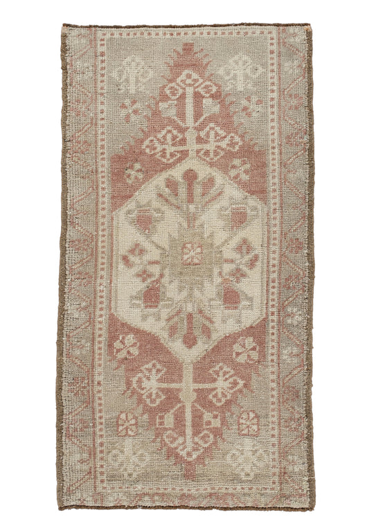 Oriental Hand Knotted Vintage Turkish Mini Rug 1'8" x 3'1" #10579