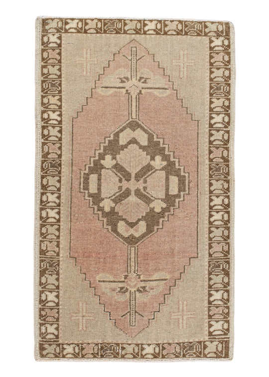 Oriental Hand Knotted Vintage Turkish Mini Rug 1'8" x 2'10" #10493