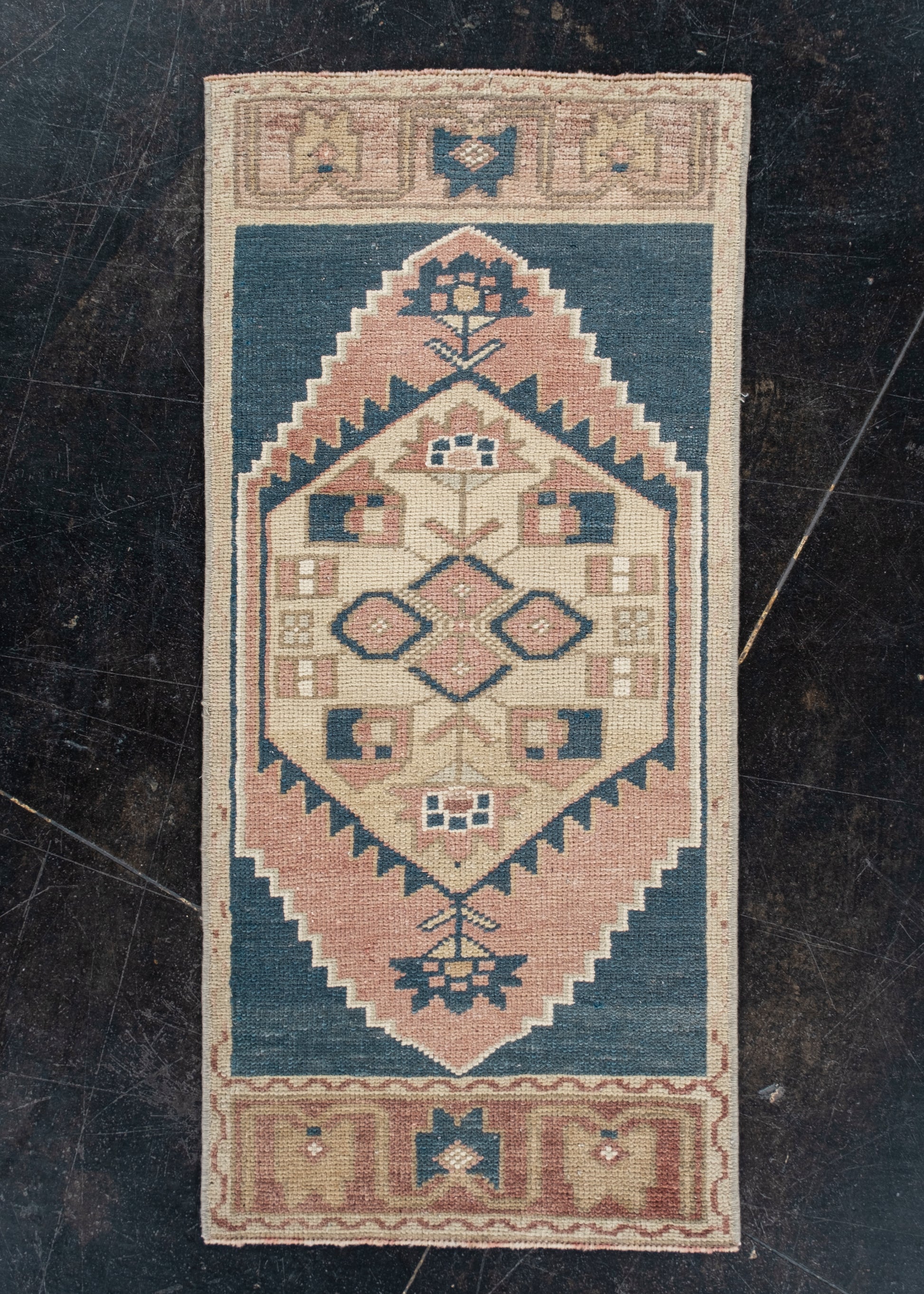 Oriental Hand Knotted Vintage Turkish Mini Rug 1'5" x 3'1" #10186
