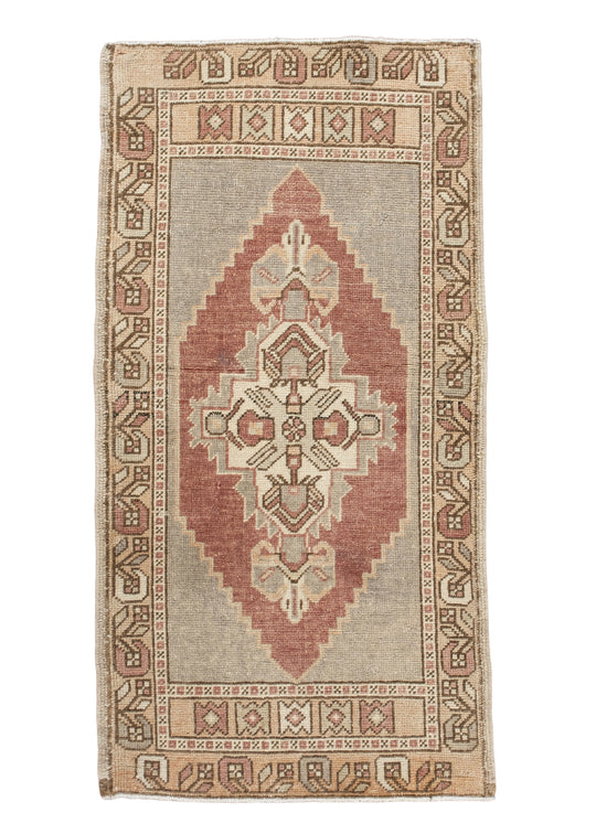 Oriental Hand Knotted Vintage Turkish Mini Rug 1'9" x 3'3" #10196