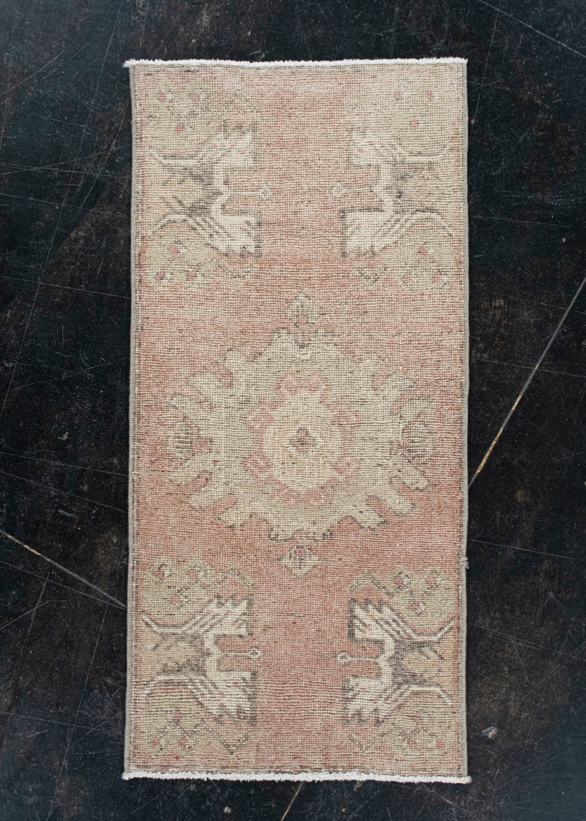 Oriental Hand Knotted Vintage Turkish Mini Rug 1'5" x 3' #10156