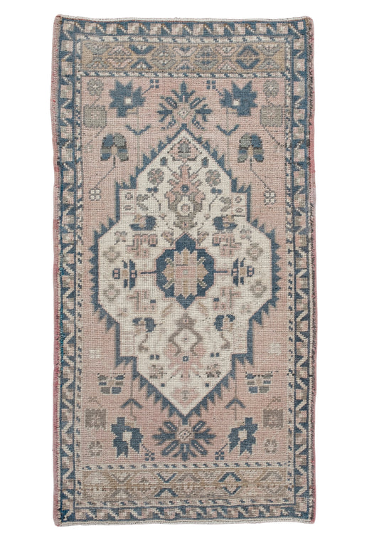 Oriental Hand Knotted Vintage Turkish Mini Rug 1'9" x 3'5" #10154