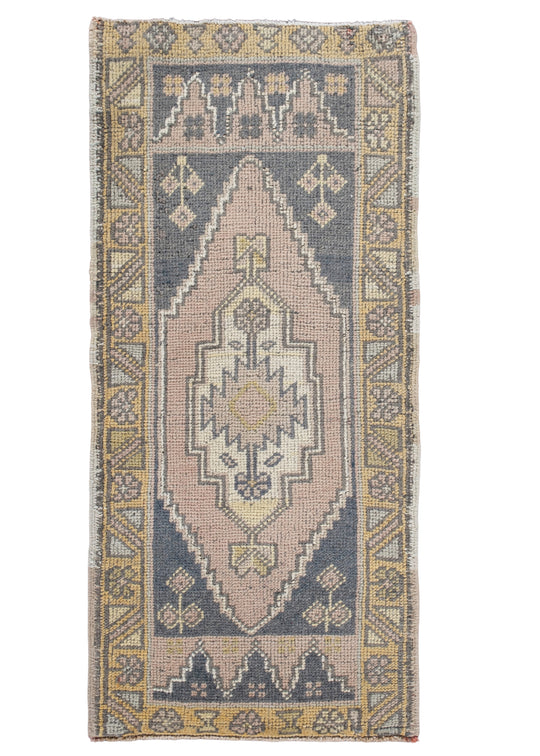 Oriental Hand Knotted Vintage Turkish Mini Rug 1'7" x 3'4" #10500