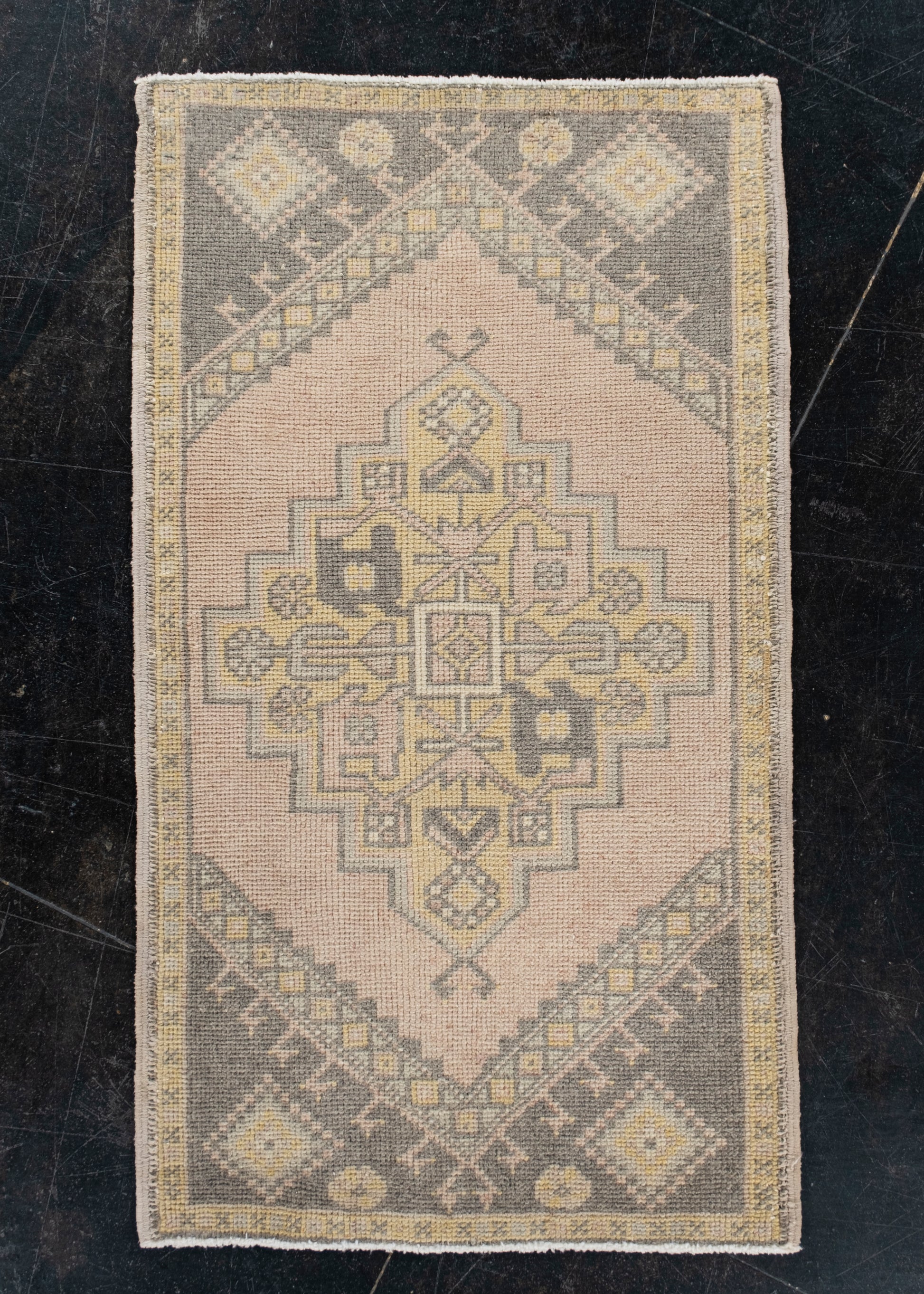 Oriental Hand Knotted Vintage Turkish Mini Rug 1'10" x 3'10" #10272