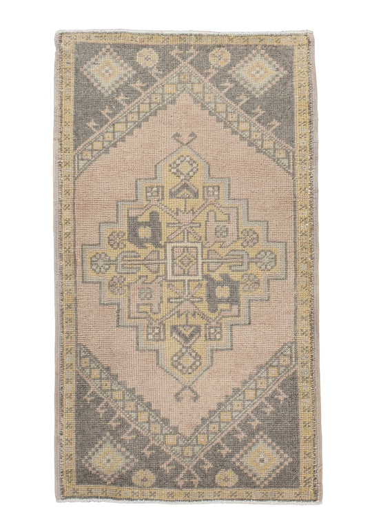 Oriental Hand Knotted Vintage Turkish Mini Rug 1'10" x 3'10" #10272