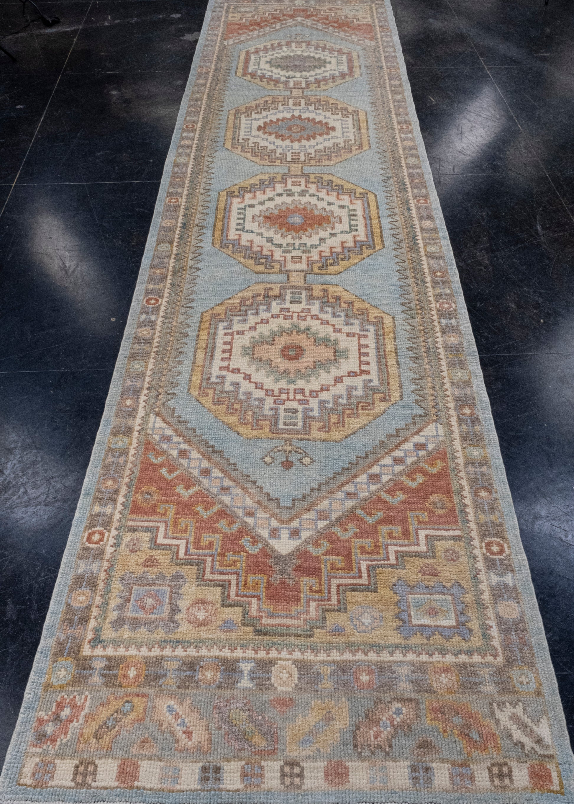 Turkish Oushak Runner Rug 3' x 12'8" #16725