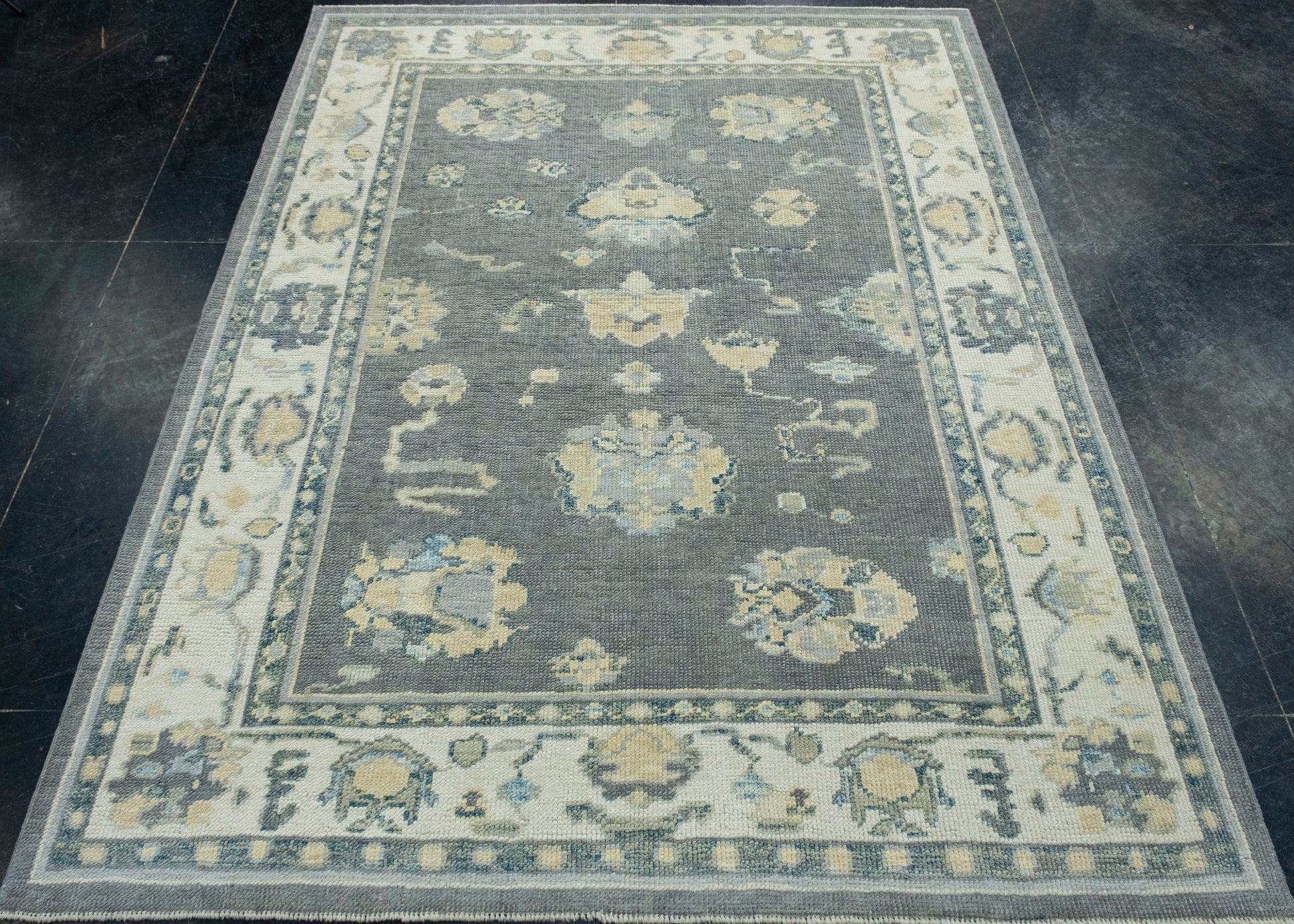 Turkish Oushak Rug 4'2" x 5'2" #17160