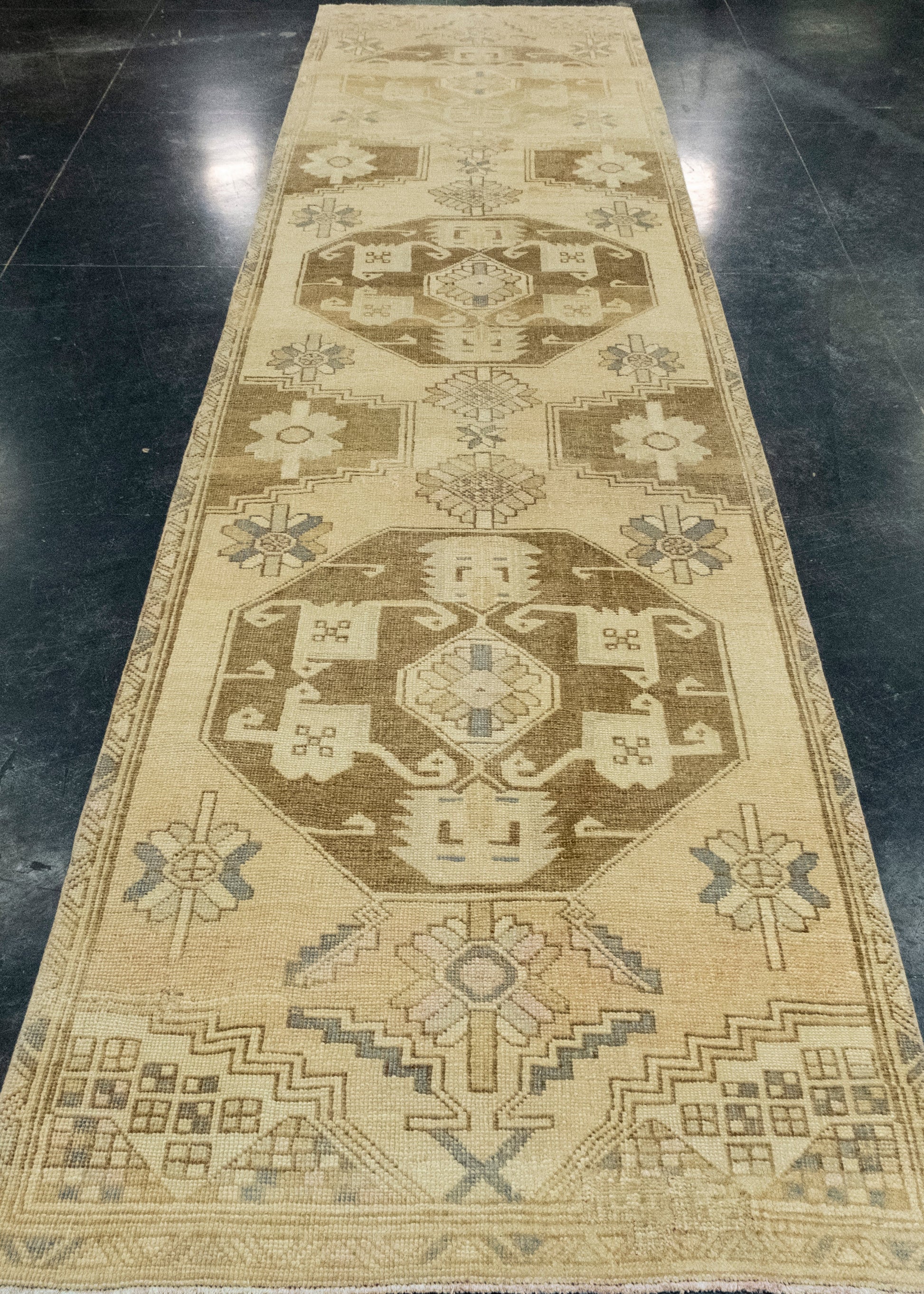 Turkish Vintage Anatolian Runner Rug 3'3" x 13'4" #17137
