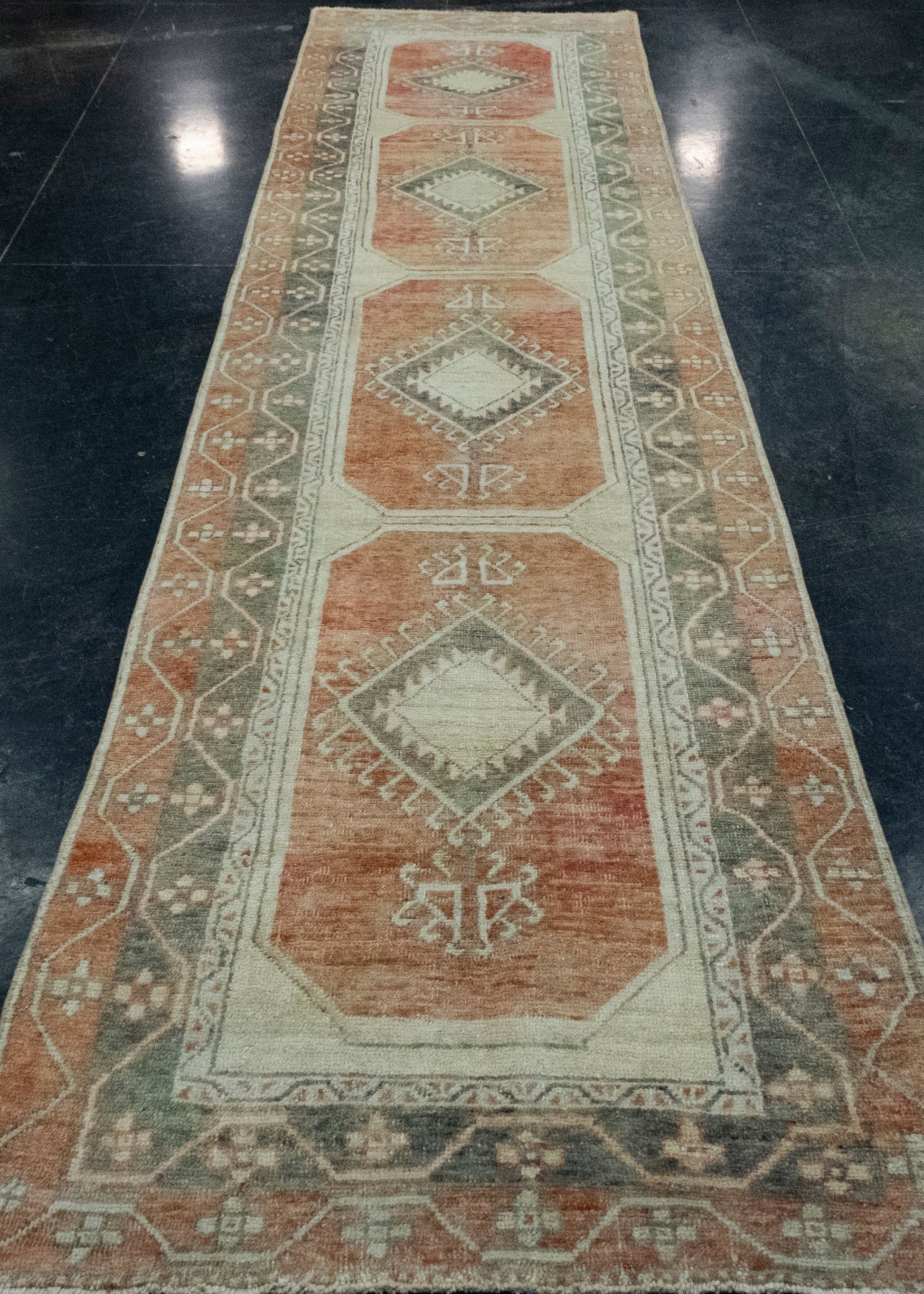 Turkish Vintage Anatolian Runner Rug 3'3" x 12'10" #17461