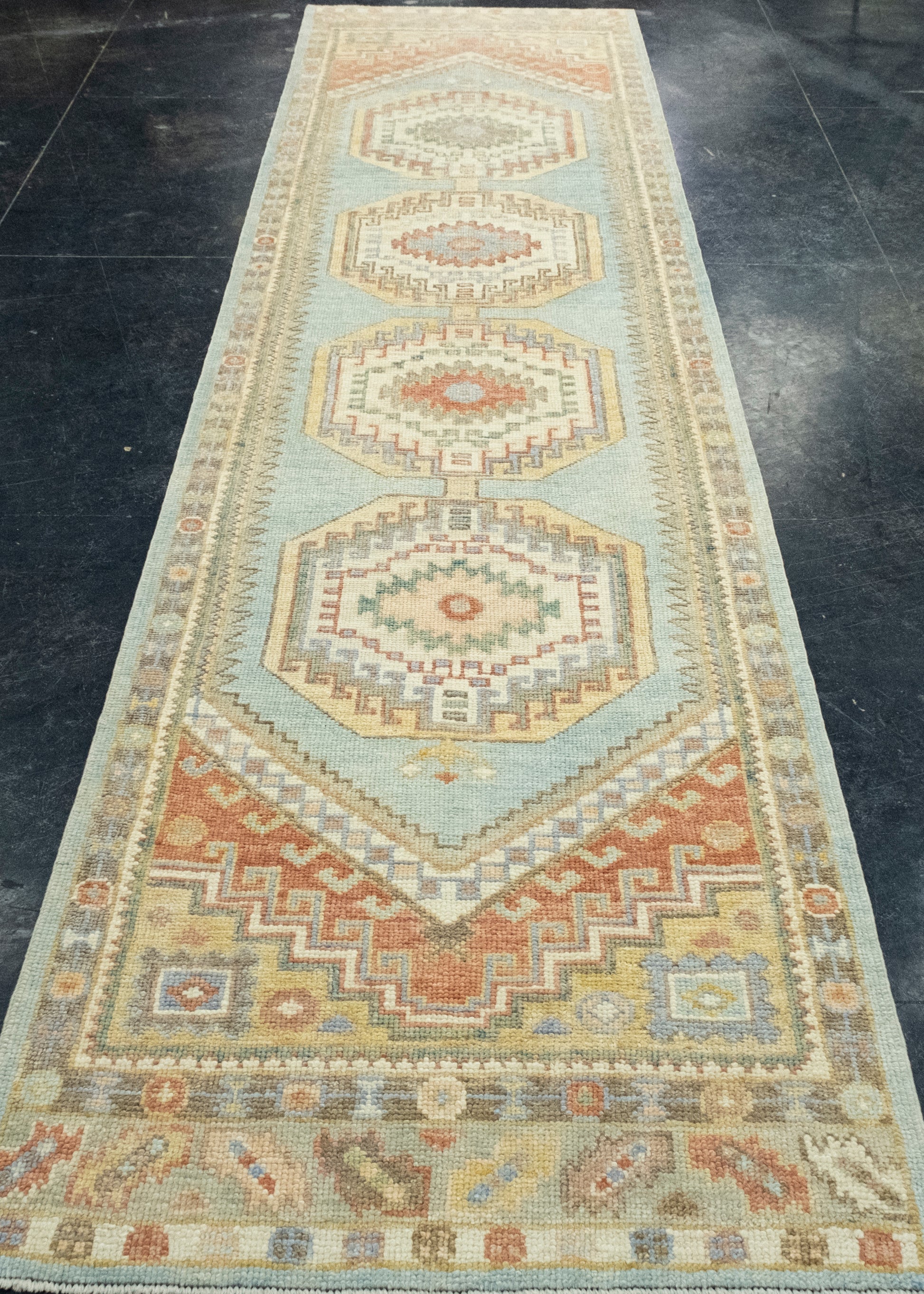 Turkish Oushak Runner Rug 3'1" x 12'7" #17013