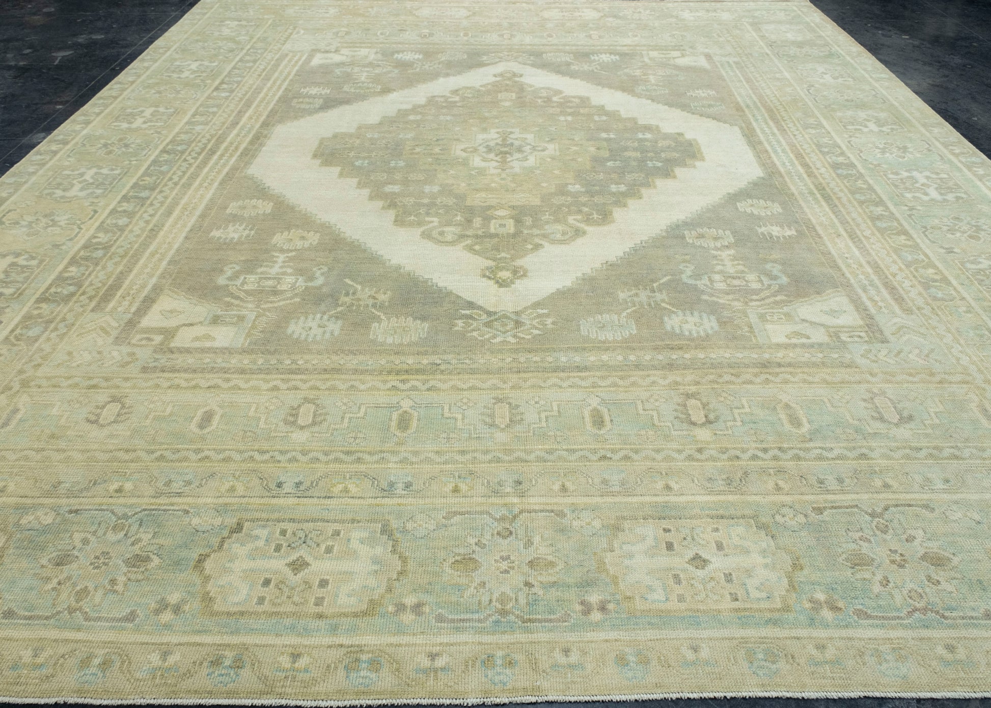 Turkish Oushak Antique Look Rug 12'4" x 14'10" #18010
