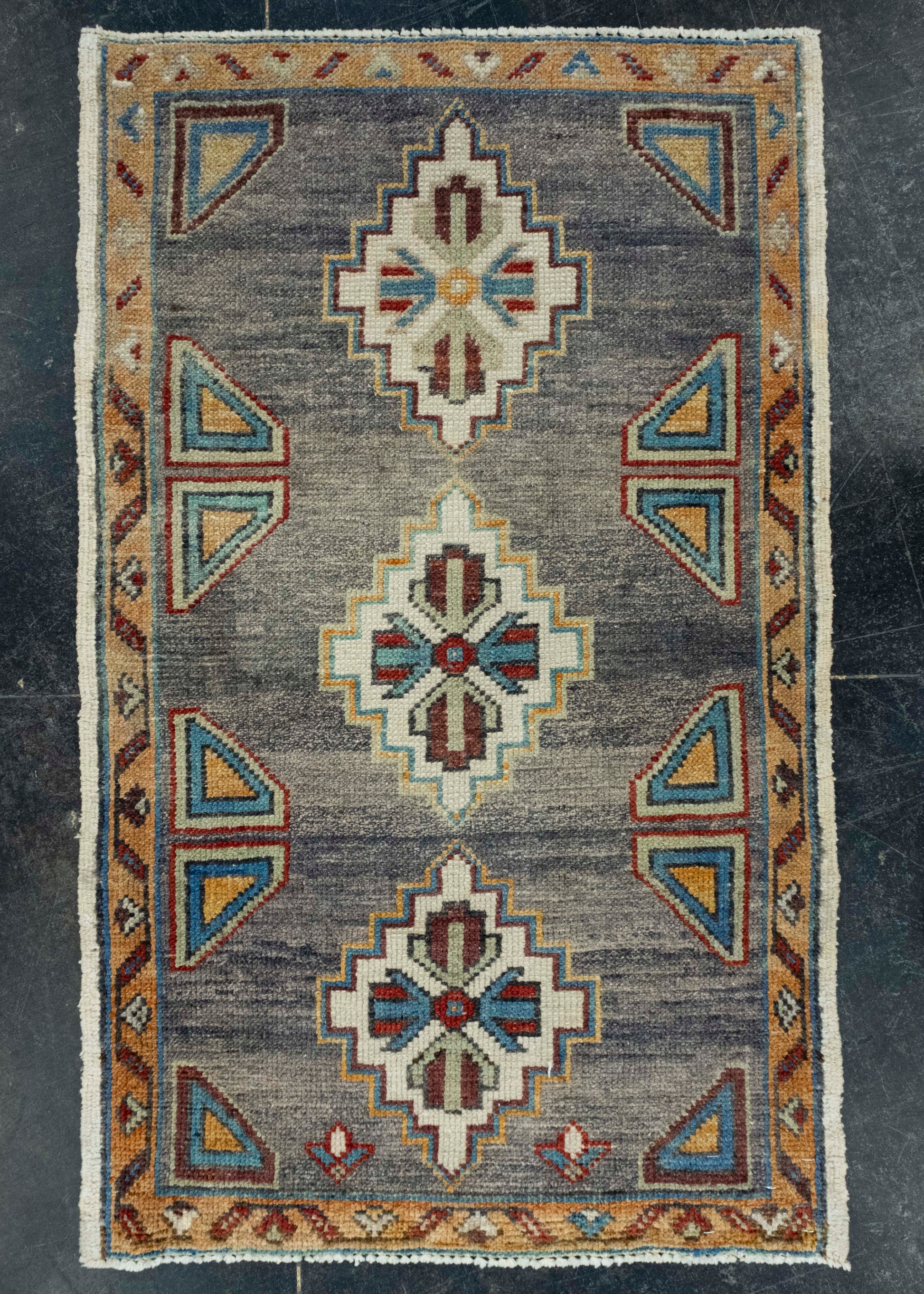 Turkish Mini Rug Oriental Hand Knotted Vintage Rug 2' x 3'4" #16378