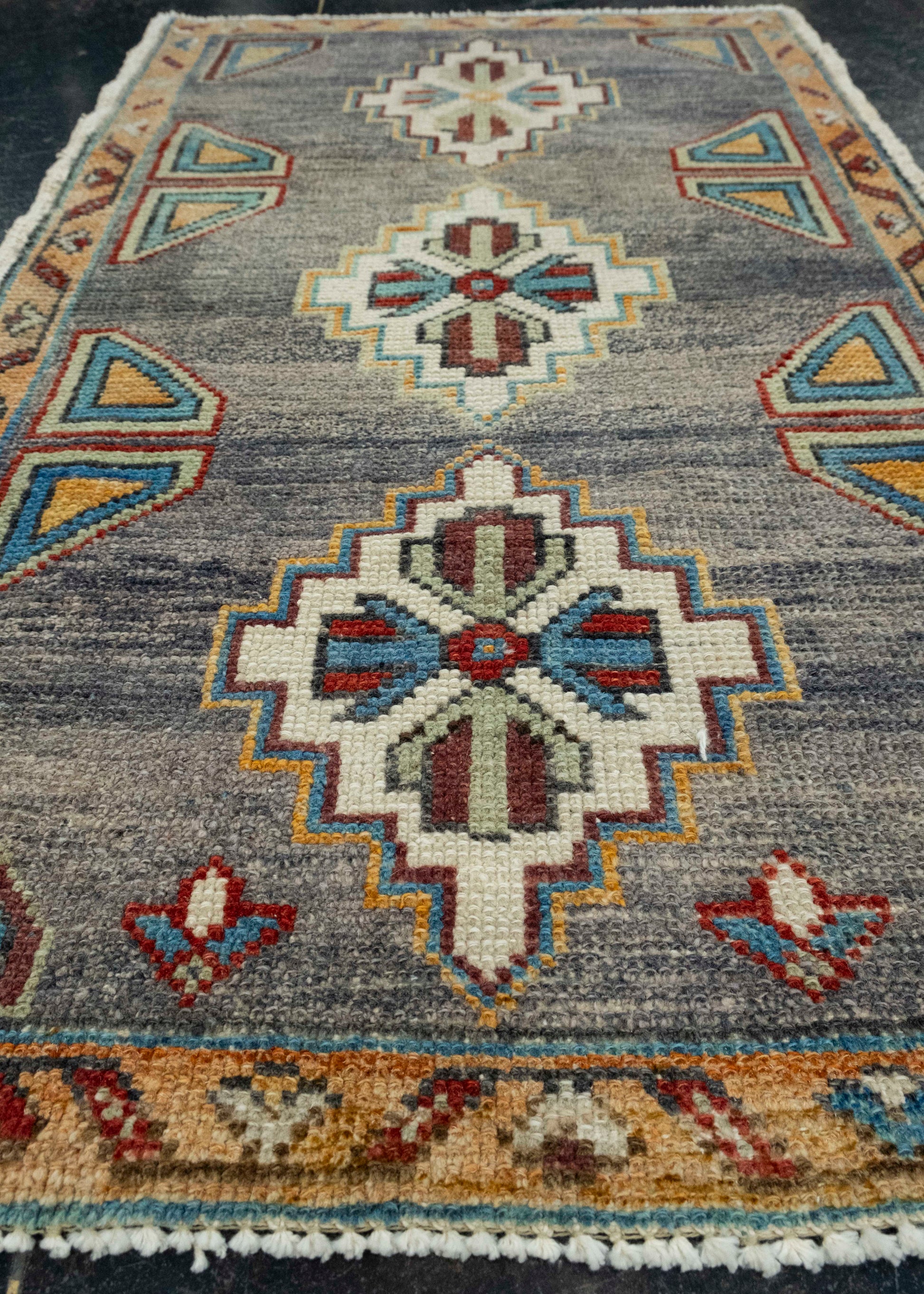 Turkish Mini Rug Oriental Hand Knotted Vintage Rug 2' x 3'4" #16378