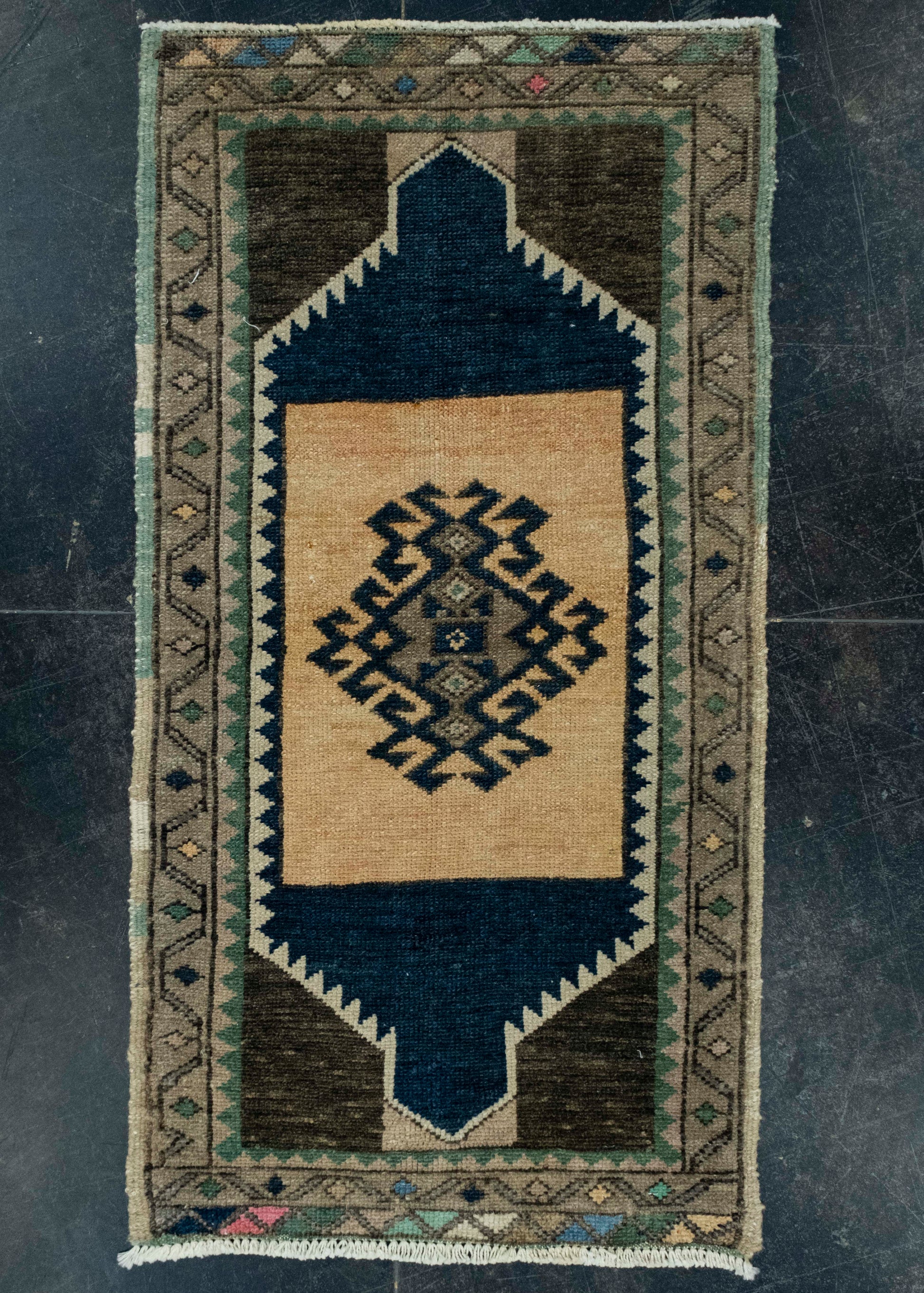 Turkish Mini Rug Oriental Hand Knotted Vintage Rug 1'8" x 3'2" #16219