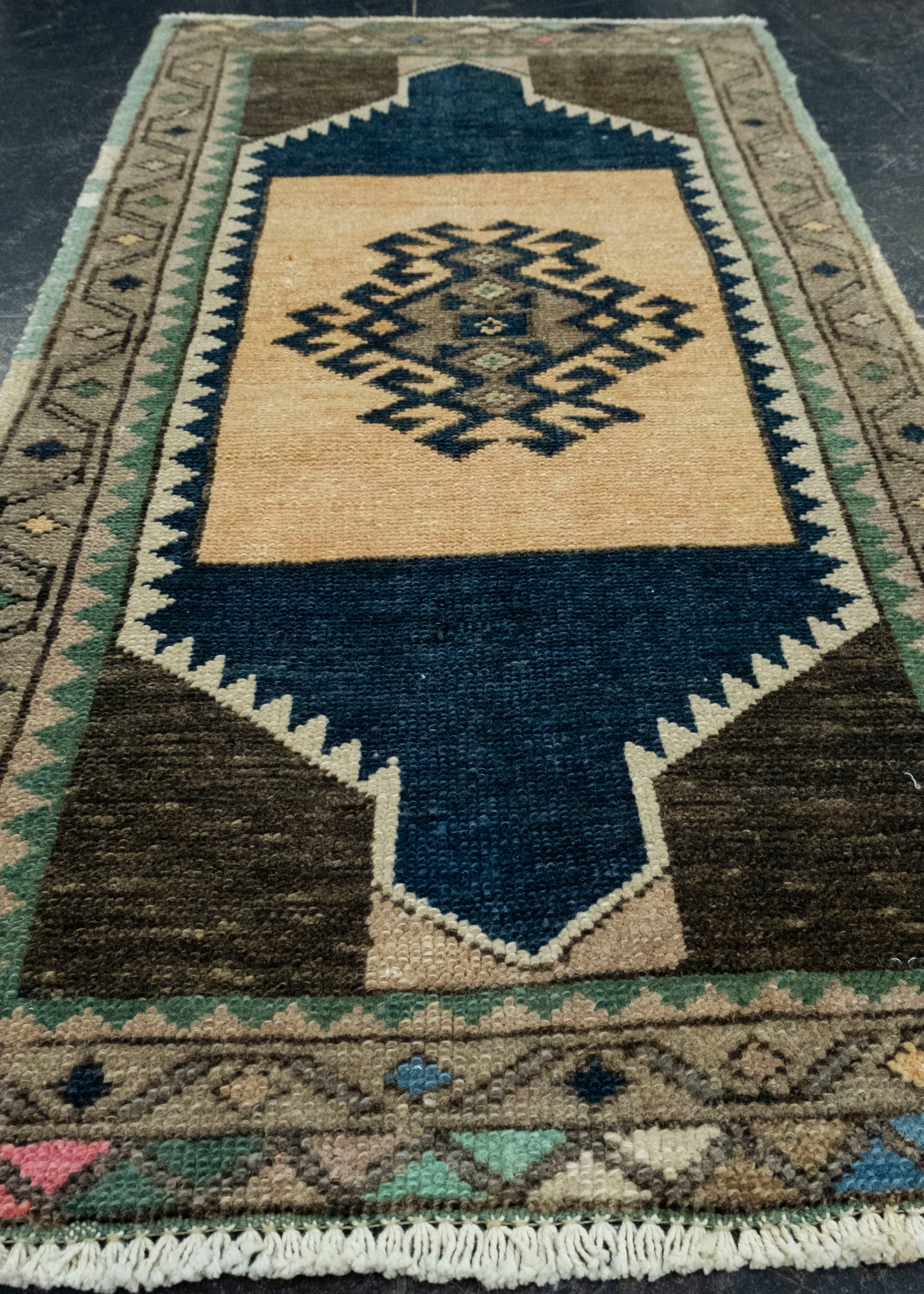 Turkish Mini Rug Oriental Hand Knotted Vintage Rug 1'8" x 3'2" #16219