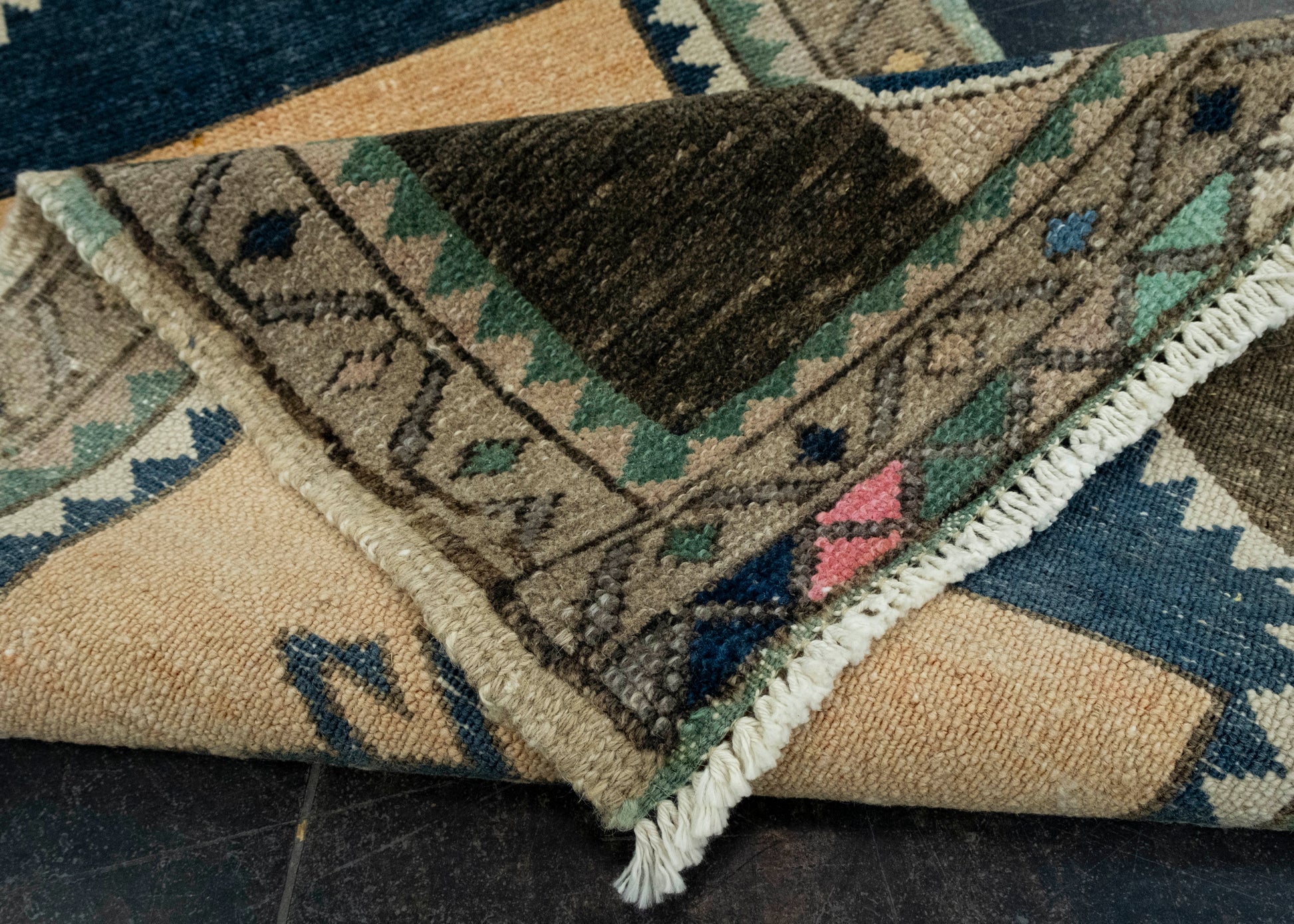 Turkish Mini Rug Oriental Hand Knotted Vintage Rug 1'8" x 3'2" #16219