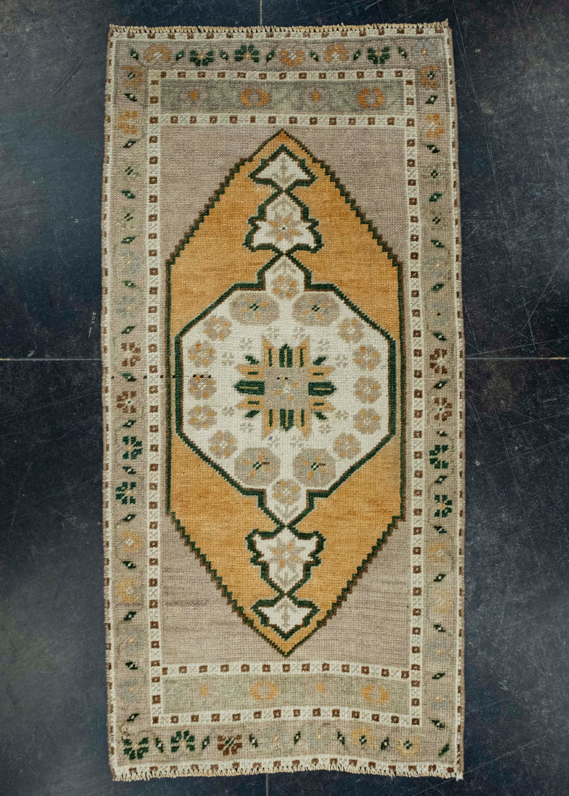 Turkish Mini Rug Oriental Hand Knotted Vintage Rug 1'10" x 3'8" #16269