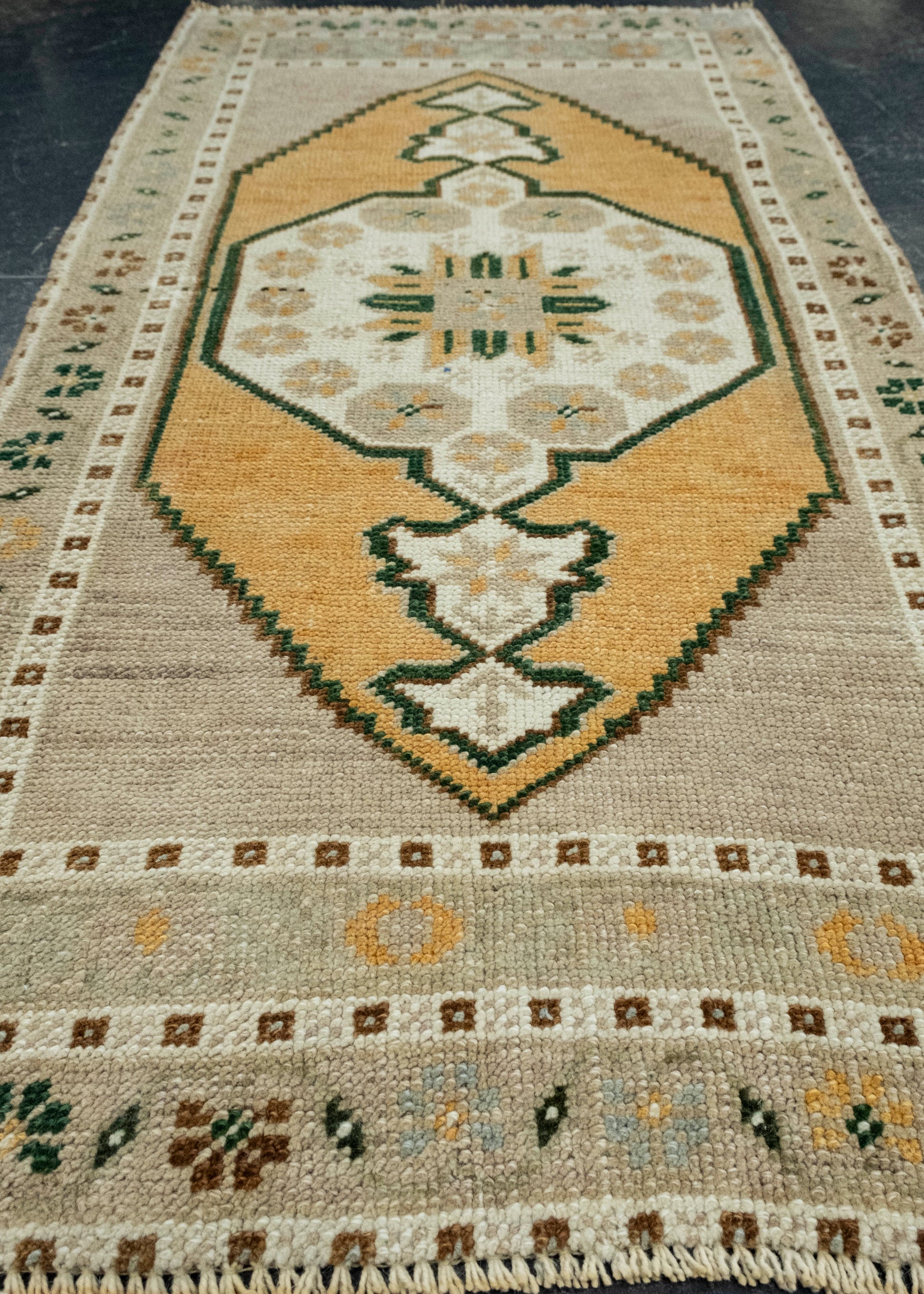 Turkish Mini Rug Oriental Hand Knotted Vintage Rug 1'10" x 3'8" #16269
