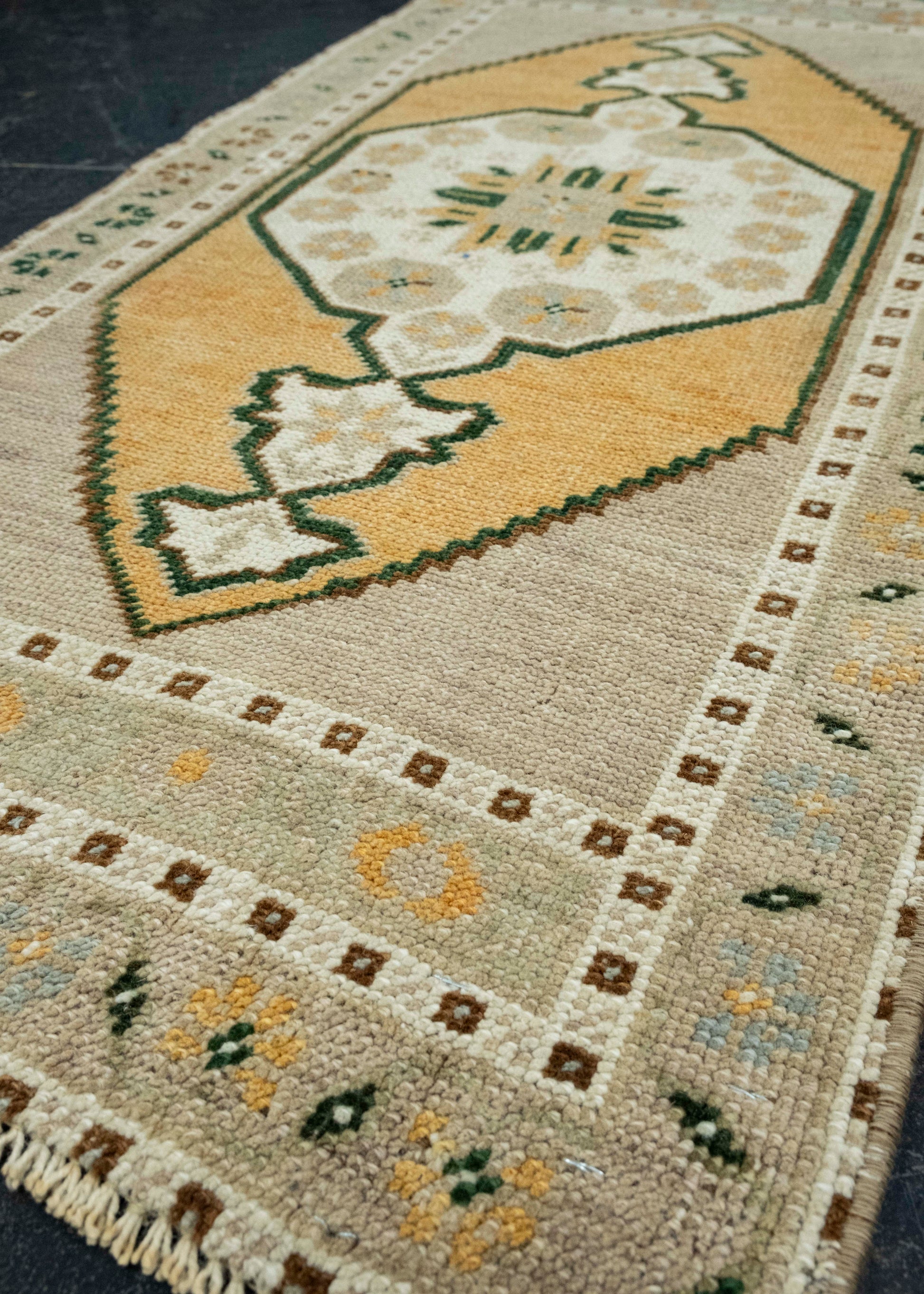 Turkish Mini Rug Oriental Hand Knotted Vintage Rug 1'10" x 3'8" #16269
