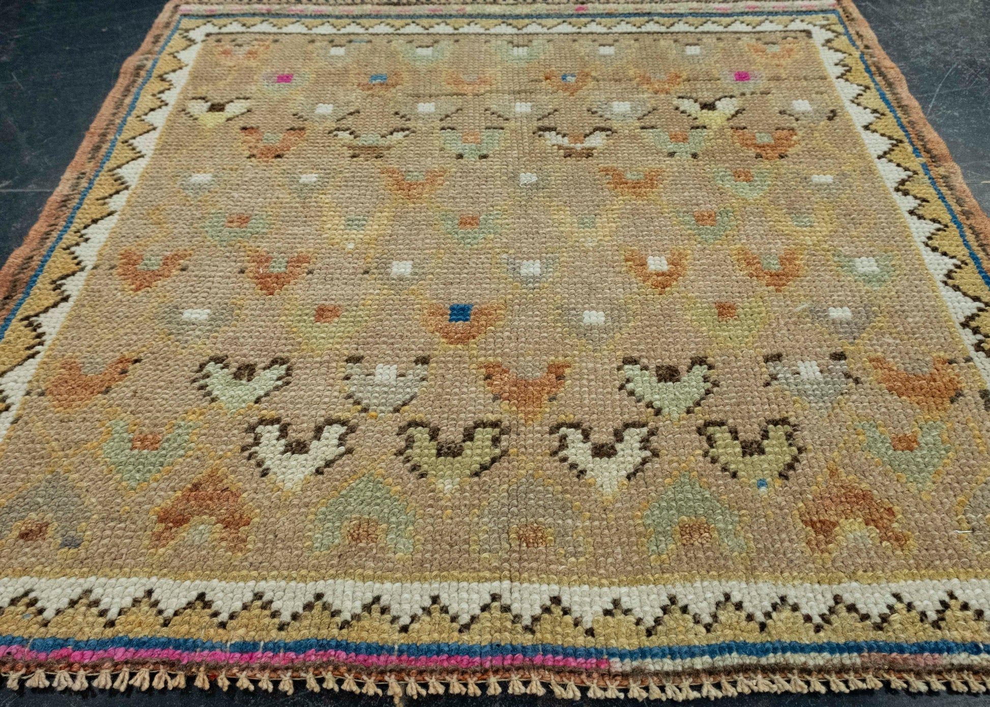 Turkish Mini Rug Oriental Hand Knotted Vintage Rug 2'5" x 2'5" #16231