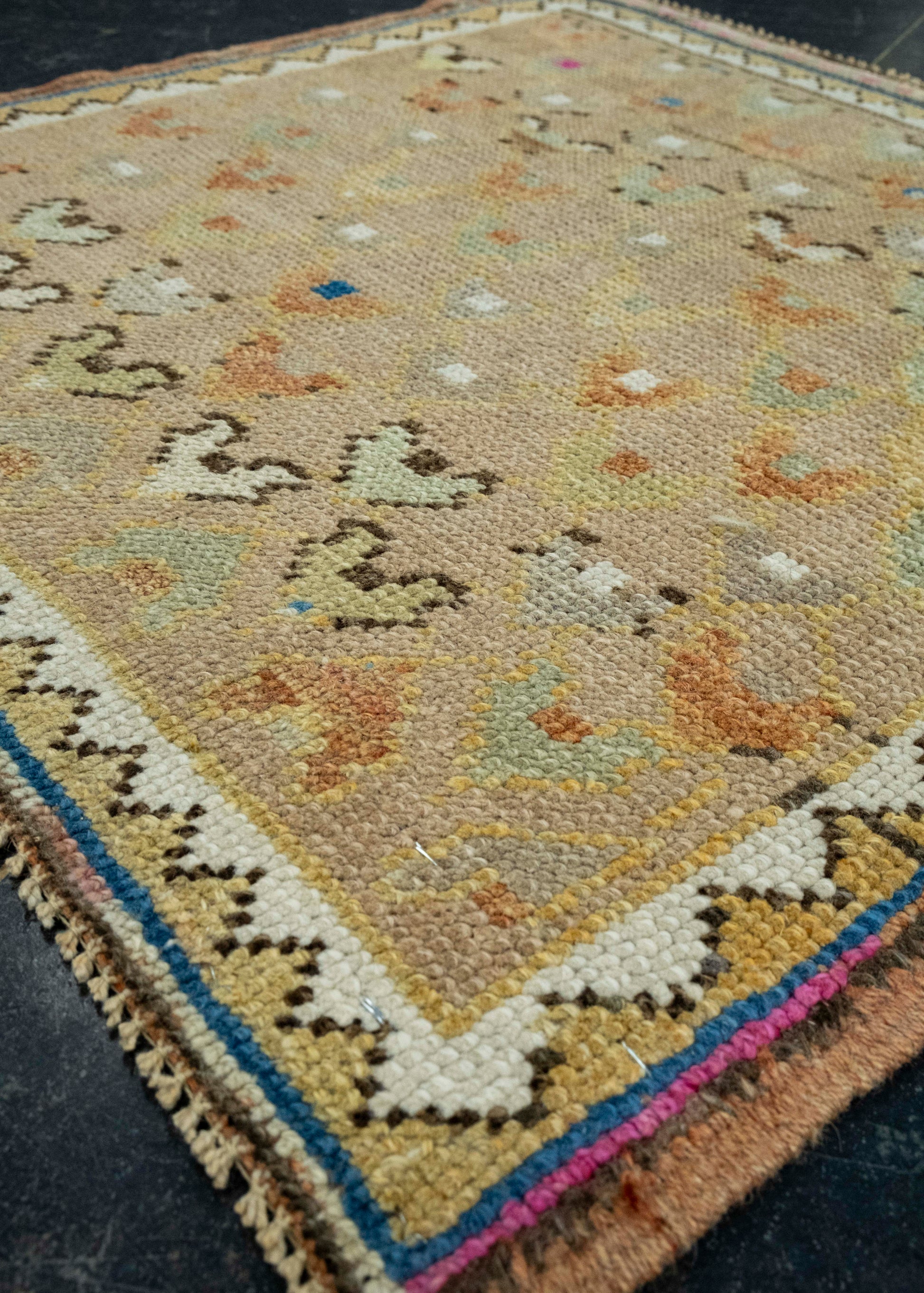 Turkish Mini Rug Oriental Hand Knotted Vintage Rug 2'5" x 2'5" #16231