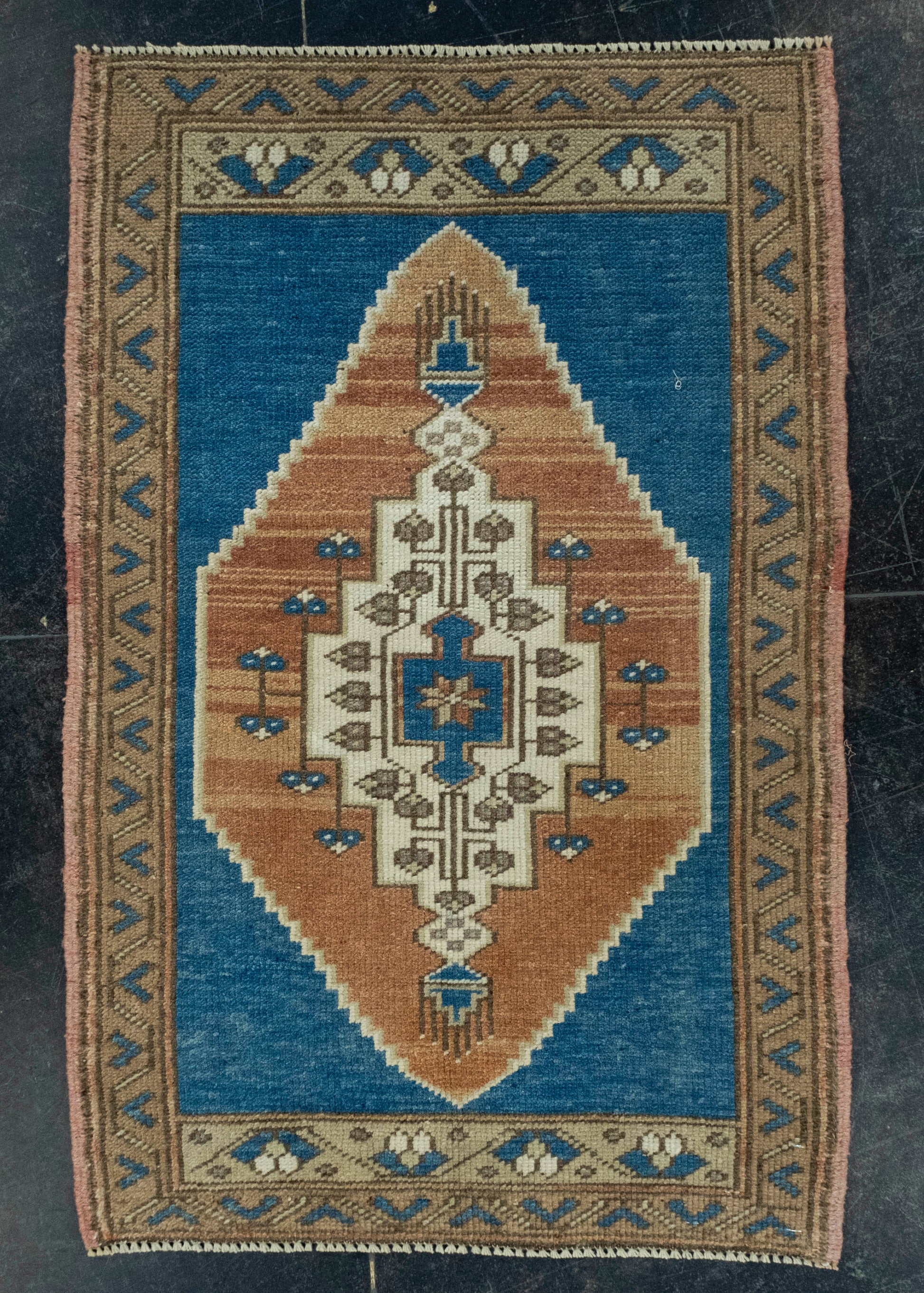 Turkish Mini Rug Oriental Hand Knotted Vintage Rug 1'10" x 2'10" #16205