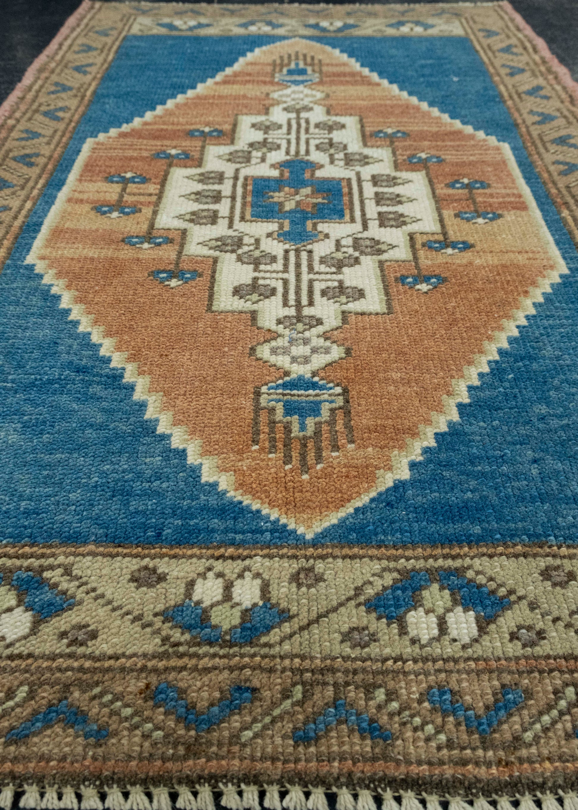 Turkish Mini Rug Oriental Hand Knotted Vintage Rug 1'10" x 2'10" #16205