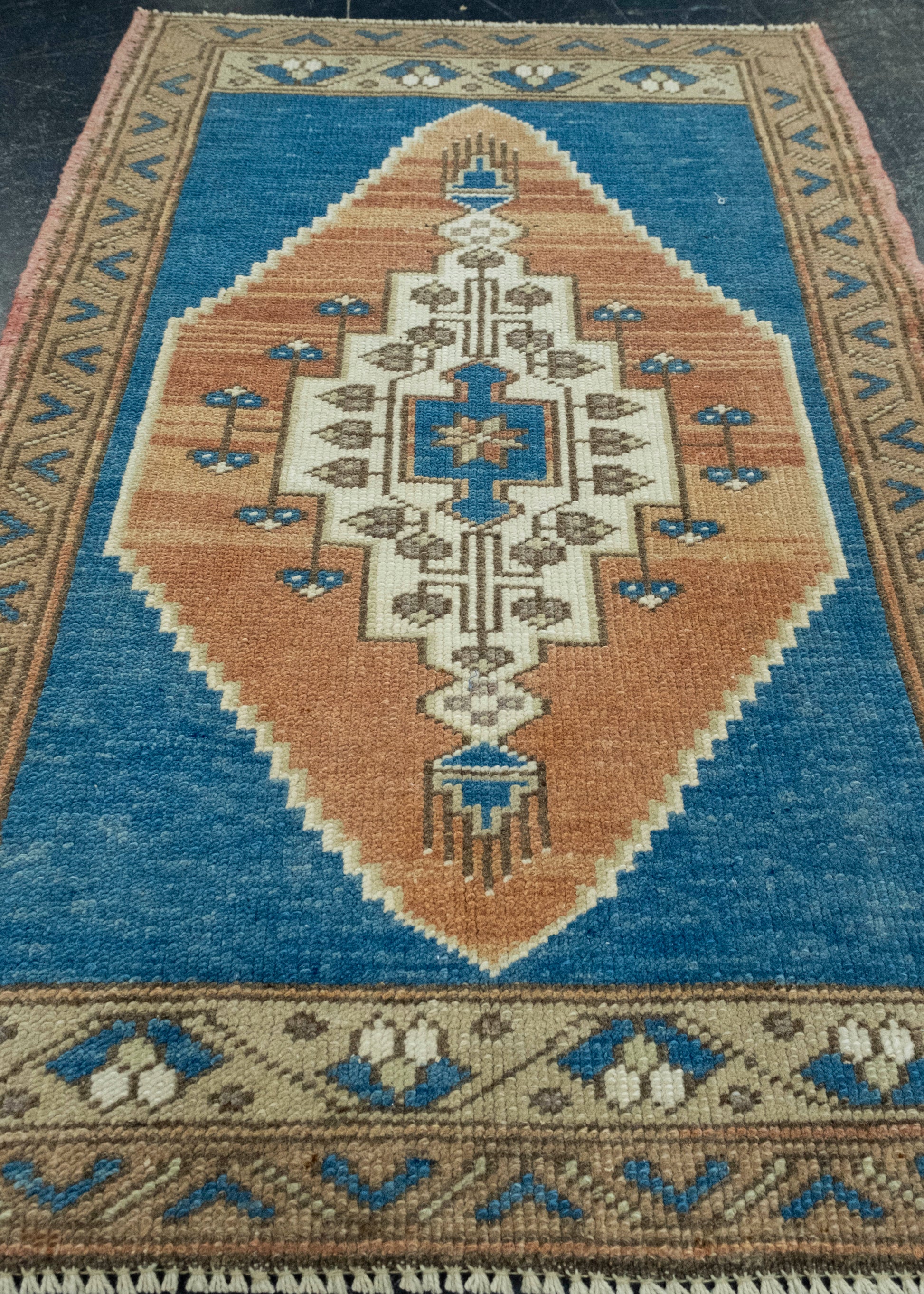 Turkish Mini Rug Oriental Hand Knotted Vintage Rug 1'10" x 2'10" #16205
